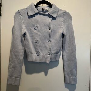 H&M Cropped Double-Breasted Light Blue Knit Cardigan